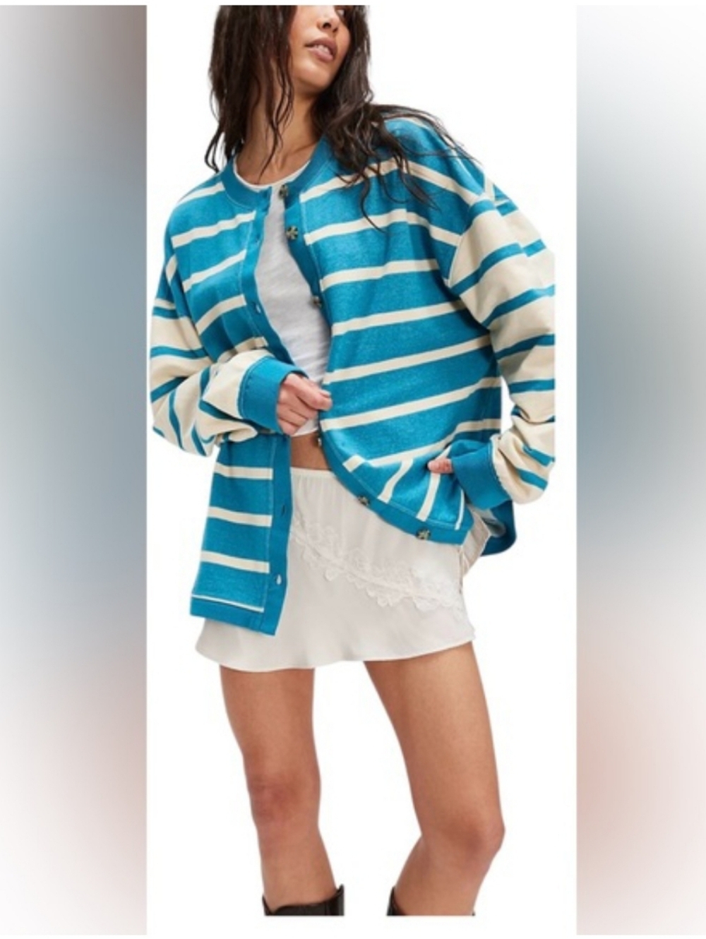 NWT Free People Classic Striped Cardigan- Size XSmall